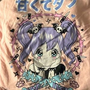 T-Shirt, Hot Topic, Size:Small, 100% Cotton, Purple haired Goth Anime Girl